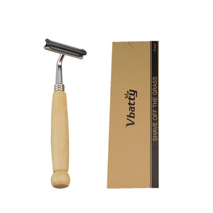 <strong>Double</strong> <strong>Edge</strong> Safety <strong>Razor</strong> with Long Natural Bamboo Handle - Product Image 5