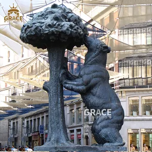 Statue de hibou assis sur la pierre, décoration extérieure du parc, Sculpture en Bronze