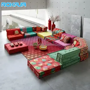 High Quality Living Room Patchwork Sofa Set Colorful Fabric Sectional Large Size Sofa Modern Design Removable Low Seating Sofa