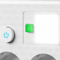 Multiprise murale UE 4 prises avec interrupteur principal et veilleuse LED, en laiton et ABS, pour maison, chambre et bureau