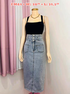 <span class=keywords><strong>Pantaloni</strong></span> Casual <span class=keywords><strong>a</strong></span> <span class=keywords><strong>vita</strong></span> <span class=keywords><strong>alta</strong></span> <span class=keywords><strong>con</strong></span> gonna Cargo in Denim <span class=keywords><strong>con</strong></span> bottone frontale <span class=keywords><strong>con</strong></span> finitura in tinta unita-tutte le stagioni all'ingrosso - Product Image 4