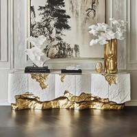 Buffet moderne de luxe léger en MDF et bois massif, personnalisable en couleur et taille, pour hôtel et salon, armoire de rangement polyvalente
