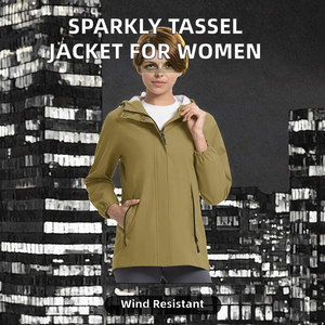 Women's Olive Green Hooded Windproof <b>Jacket</b> With Zipper Closure Full Sleeve Utility Style Spring Wear - Product Image 2