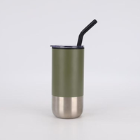 Nuevo Vaso Térmico de Vacío en Acero Inoxidable con Popote, Interior de Plástico y Exterior de Acero, Portátil para Oficina, Regalo Creativo de Negocios