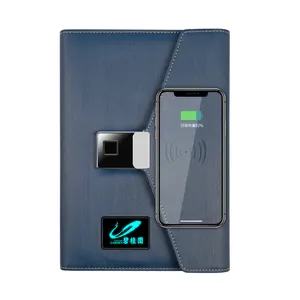 Agenda de luxe carnet d'empreintes digitales serrure agenda planificateur avec porte-stylo banque d'alimentation ports de charge multiples feuilles lignées agendas