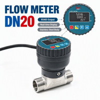 Sensor Aliran Turbin Roda Dayung DN20 ZJSUS-LCD Display Flow Meter dengan Sinyal Pulse+RS485 Koneksi Ulir 3/4 Inch Flowmeter