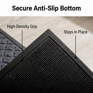 EIFFEL HOME Four Seasons Korean Style Striped Rectangular Medium Thickness Floor Mat Black W-pattern Polypropylene Door Mat - Product Image 4