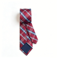 Corbata de Hombre a Cuadros Borgoña con Logotipo Personalizado, Corbata de Negocios Vintage para Boda, Venta al Por Mayor