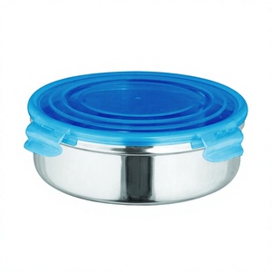 Boîte à lunch Tiffin en acier inoxydable avec couvercle bleu en plastique - Product Image 1