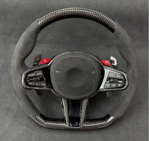 Volante Deportivo de Cuero y Fibra de Carbono con LED para <span class=keywords><strong>BMW</strong></span> G82 M4 G20 G22 G30 G01 G02 G11 G12 G80 G81 X3 X4 X5 M8 F92 con Botón Calefactable - Product Image 2