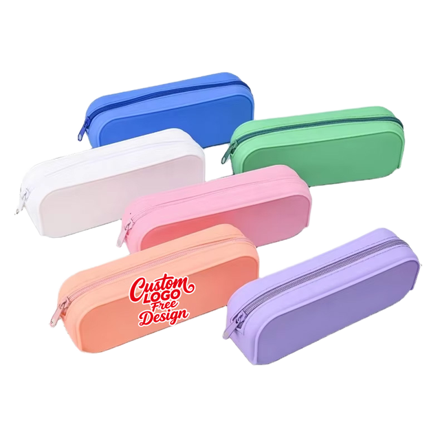 Waterproof Silicone Pencil Case Large Capacity Durable Zipper Pencil Pouch Custom Logo School Office Stationery Organizer Bag