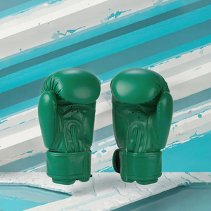 <b>Green</b> <b>Leather</b> Boxing <b>Gloves</b> Training Velcro Wrist Strap Breathable Adult Size S for Boxing - Product Image 3