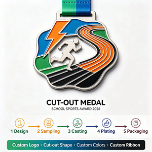 Medallas con Forma Personalizada, Premios Metálicos Creativos con Cintas, Medallas Deportivas Personalizadas para Actividades Escolares, Suministro de Fábrica - Product Image 3