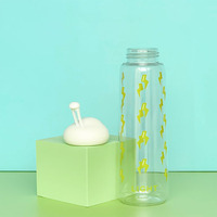 Bouteille d'eau en plastique transparente pour enfants, avec couvercle nuage mignon, écologique, imprimé dessin animé créatif, portable, vente en gros OEM