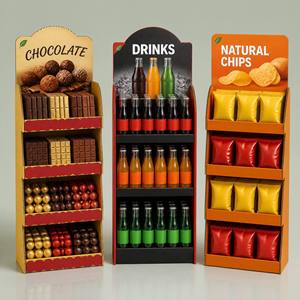 Support d'affichage en carton imprimé sur mesure, présentoir avec logo personnalisé, fabrication OEM, vente en gros directe d'usine, taille personnalisée, vente au détail - Product Image 1