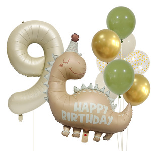 Nouveaux ensembles de ballons en latex à chiffres de dinosaures mignons de style dessin animé pour décorations de fête d'anniversaire et fournitures de baby shower - Product Image 4