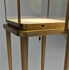 Tùy chỉnh Led tháp cửa hàng đồ trang sức <span class=keywords><strong>Showcase</strong></span> hiển thị kính vàng sang trọng thép không gỉ Nước hoa trang sức tủ trưng bày - Product Image 4