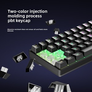 Chơi Game Bàn Phím 60 Phần trăm Gamer Teclado Nhỏ Gọn 61 Phím RGB <span class=keywords><strong>Backlit</strong></span> Máy Tính PC Có Dây Màu Đen Cơ Khí Cảm Thấy Màng Bàn Phím - Product Image 6