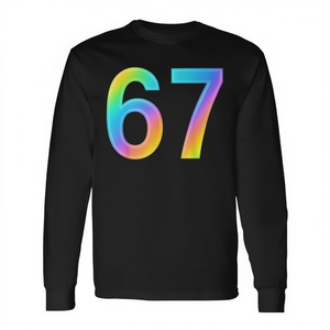 Camiseta de Manga Larga Six Seven Meme con Estampado de Arcoíris y Número, Diseño Unisex, Cuello Redondo, para Adultos, Ropa Promocional - Product Image 2
