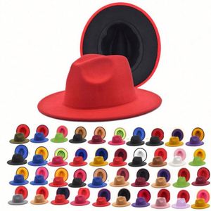 Chapeaux Fedora Unisexe Élégants Bicolores en Polyester/Coton, 53 Couleurs, Bord Large de 7,5 cm, pour Pêche et Fêtes, Vente en Gros - Product Image 2