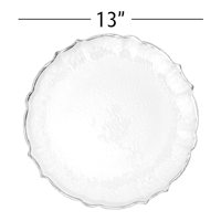 Assiette de présentation en verre transparent de 13 pouces avec bordure métallique pour les fêtes