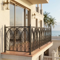 Balustrades de balcon en fer forgé cintrées, populaires pour les hôtels et villas en Floride et en Californie, résistantes à la corrosion, structure robuste et stable