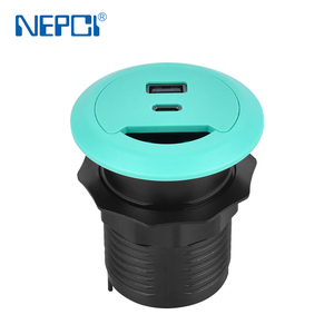 Enchufe integrado de escritorio profesional con puertos USB para oficina en casa Salida de ahorro de espacio de con Carga rápida de 65W - Product Image 1