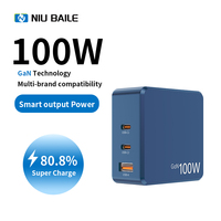 Adaptador Universal NIUBAILE AC-A100-B de 100W con 2 Puertos USB-C FCP/QC2.0/PD3.1, Enchufe Plegable EU/US/AU, Ecológico, OTP, 1 Año de Garantía