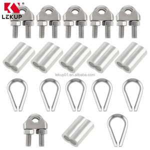 Kit d'assortiment de câbles métalliques en acier inoxydable de 1/8 po avec manchons de boucle et poinçons, et serre-câbles, pour <span class=keywords><strong>corde</strong></span> à <span class=keywords><strong>linge</strong></span> et treillis, 82 pieds - Product Image 3