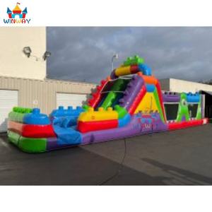 Parcours d'obstacles gonflable coloré 15x3m avec blocs géants en PVC de 0,55 mm, garantie 3 ans, logo personnalisé - Product Image 3