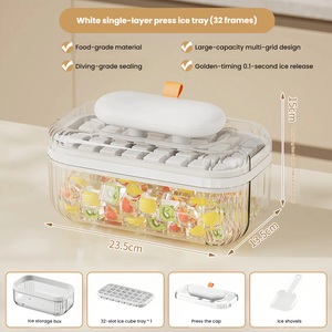 Moule à glaçons à pression, moule à glaçons <span class=keywords><strong>de</strong></span> qualité alimentaire, boîte <span class=keywords><strong>de</strong></span> rangement pour glaçons, libération à une touche, grande capacité, outil <span class=keywords><strong>de</strong></span> congélation domestique avec couvercle - Product Image 6