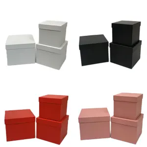 Printing solid color Square set of 3 flower boxes Accompanying gift box Gift packing box