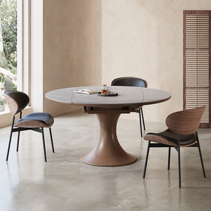 <span class=keywords><strong>Table</strong></span> à manger moderne pliable et rétractable en bois massif avec plateau en acier inoxydable de 1 mètre carré <span class=keywords><strong>pour</strong></span> meubles de maison - Product Image 5