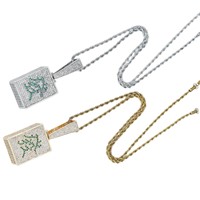 Collier YYN Tendance Hip-Hop Européen et Américain avec Pendentif Zircon Carré Motif Mahjong et Chaîne en Cuivre