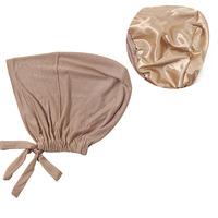 Venta al por mayor de gorras de algodón modales elásticas con patrón sólido para mujeres musulmanas diseño liso forro de satén Base sombrero Jersey Hijab cubierta de la cabeza