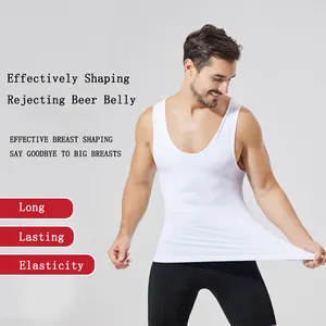 Hot Selling Cheap White T-shirt Slimming Body Shaper Compression Underwear Vest Abdomen Slim Fit Shapewear Vest Belly For Men