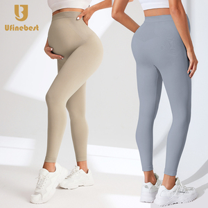Leggings <span class=keywords><strong>de</strong></span> maternité taille haute pantalon <span class=keywords><strong>de</strong></span> yoga en tissu extensible élastique avec motif solide Leggings <span class=keywords><strong>de</strong></span> haute qualité directs d'usine - Product Image 1