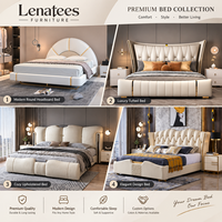 Lit double capitonné de luxe moderne de style italien avec rangement, disponible en tailles King et Queen, par un fabricant spécialisé.