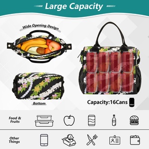 Wholesale Puakenikeni Lei Flower Design Custom Reusable Insulated Cooler Bag Thermal Zipper Picnic Cool Lunch Bag - Product Image 4
