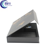 Caja de Regalo de Cartón Rígido de Alta Gama con Logotipo Personalizado, Papel Recubierto Ecológico Negro, Embalaje con EPE para Productos Cosméticos y Té