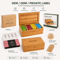 Boîte à thé en bambou à 4 compartiments, organiseur de sachets de thé, qualité alimentaire, vente en gros personnalisée