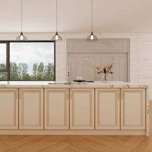 Juego de Muebles de Cocina Completo 2025, Diseño Personalizado, Paquete Plano, Blanco Moderno de Lujo, Muebles de Cocina de Madera Maciza con Fregadero, Grifo y Mármol - Product Image 4