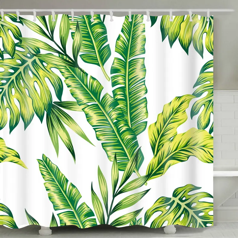Heavy duty Polyester Digital Printing Fabric Plant Customized Flower Tree Leaf Shower Curtain 71*78 inch