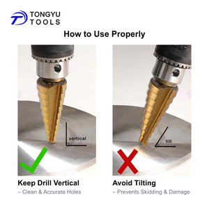 Jeu de 3 forets étagés 4-32mm, TiN Coated 1/4 "Hex Shank HSS <span class=keywords><strong>Unibit</strong></span> Cone Hole Cutter for Thin Metal Sheets Aluminum Wood DIY - Product Image 5