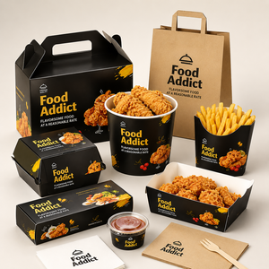Scatole di carta personalizzate per imballaggi fast food, scatole pieghevoli in cartone per patatine fritte, pollo, hamburger, da asporto con logo stampato - Product Image 5