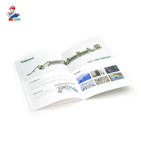 Catalogue de produits d'équipements industriels avec logo personnalisé, livre imprimé offset agrafé à cheval avec papier kraft, taille et forme personnalisées