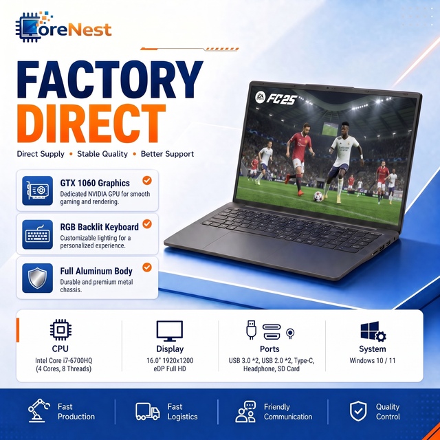 CoreNest 16 Inch Design Work Laptop Intel Core I7 6700HQ GTX 1060 6GB Dedicated Graphics Game Laptop Computer