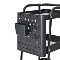 Chariot de rangement à 3 niveaux pour chambre, bureau, cuisine, avec panneau perforé DIY