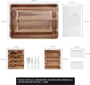 Kits de plateaux de service à fromage personnalisés, grand plateau à charcuterie <span class=keywords><strong>en</strong></span> <span class=keywords><strong>bois</strong></span> d'acacia, ensemble de couteaux avec tiroir pour la cuisine et les fêtes - Product Image 3