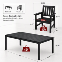 Table de salle à manger en plastique résistante aux intempéries, en matériau HIPS, imperméable, ensemble table et chaises pour l'extérieur